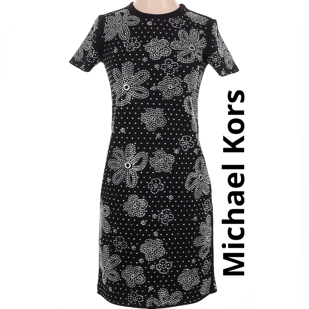 Michael Kors Floral Studded Scuba-Crepe Dress. Size XXS. Retail $350 New